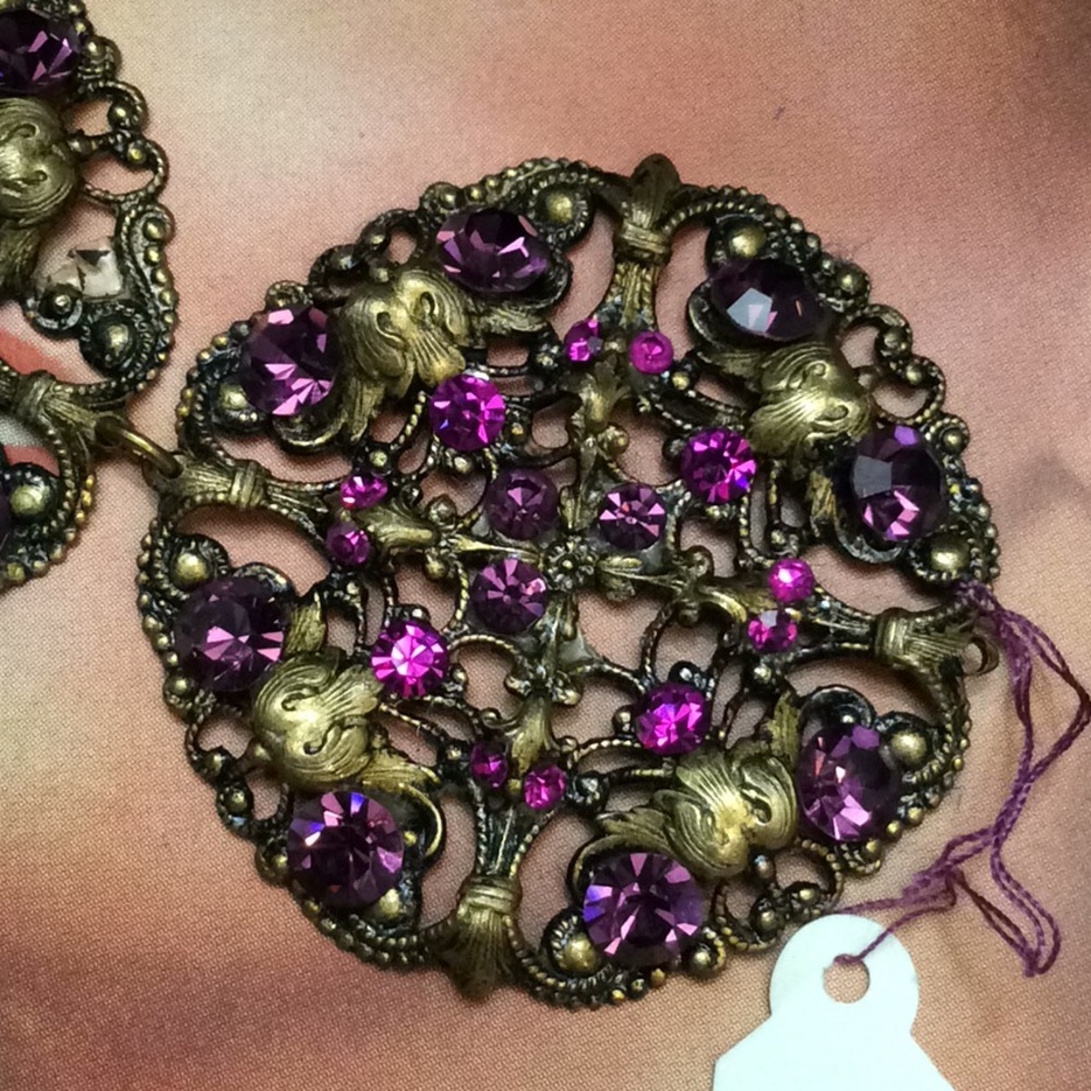 Vintage Filagree Dangle Duster Statement Earrings - Picture 7 of 8